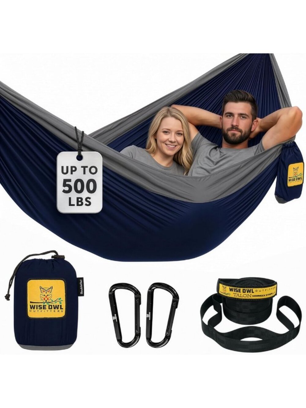 Portable Camping Hammock - 500lbs Capacity, Tree Straps, Ideal for Travel